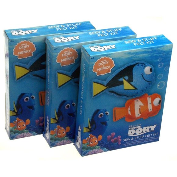 Disneys Finding Dory Sew & Stuff Felt Kit Lot 3 Craft Gems Birthday Party Favor - Picture 1 of 2